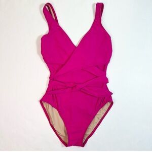 Karla Colletto Prima Ballet Wrap Tie Surplice One-piece Swimsuit Fuchsia Size 12